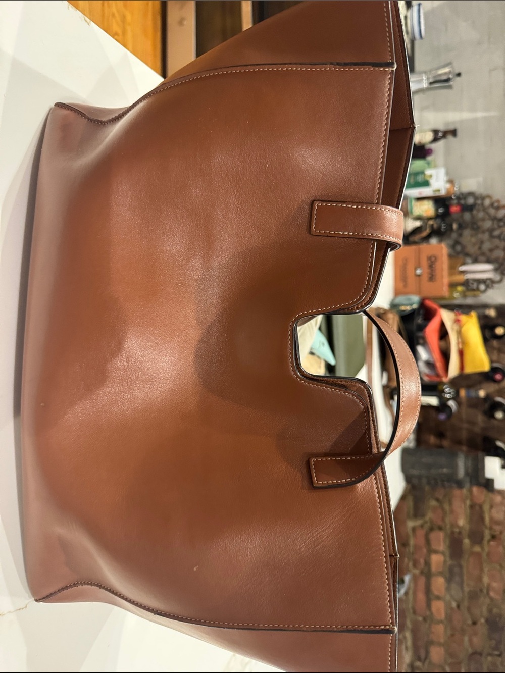 Classic Brown Leather Celine Tote/Shoulder bag. Gold Accents from Paris. - Picture 10 of 10